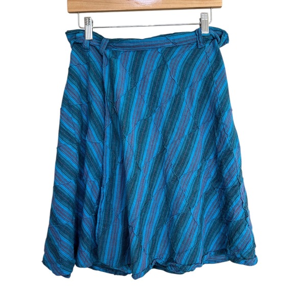 Traditional Vintage Striped Midi Wrap Skirt Cotton Made in Nepal‎ - Picture 1 of 6